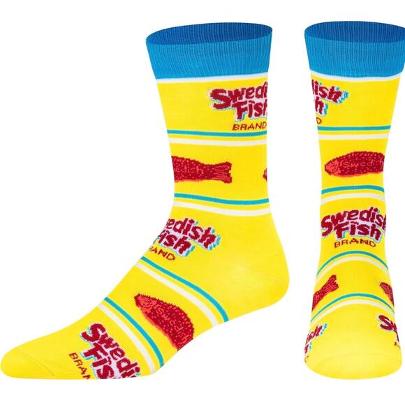 Odd Sox Unisex Swedish Fish Candy Novelty Crew Socks Retro Funny Classic Yellow - Picture 8 of 9